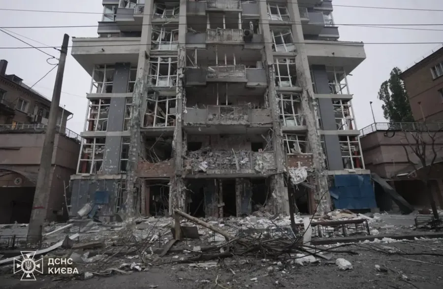 A building in Kyiv damaged by a Russian overnight attack